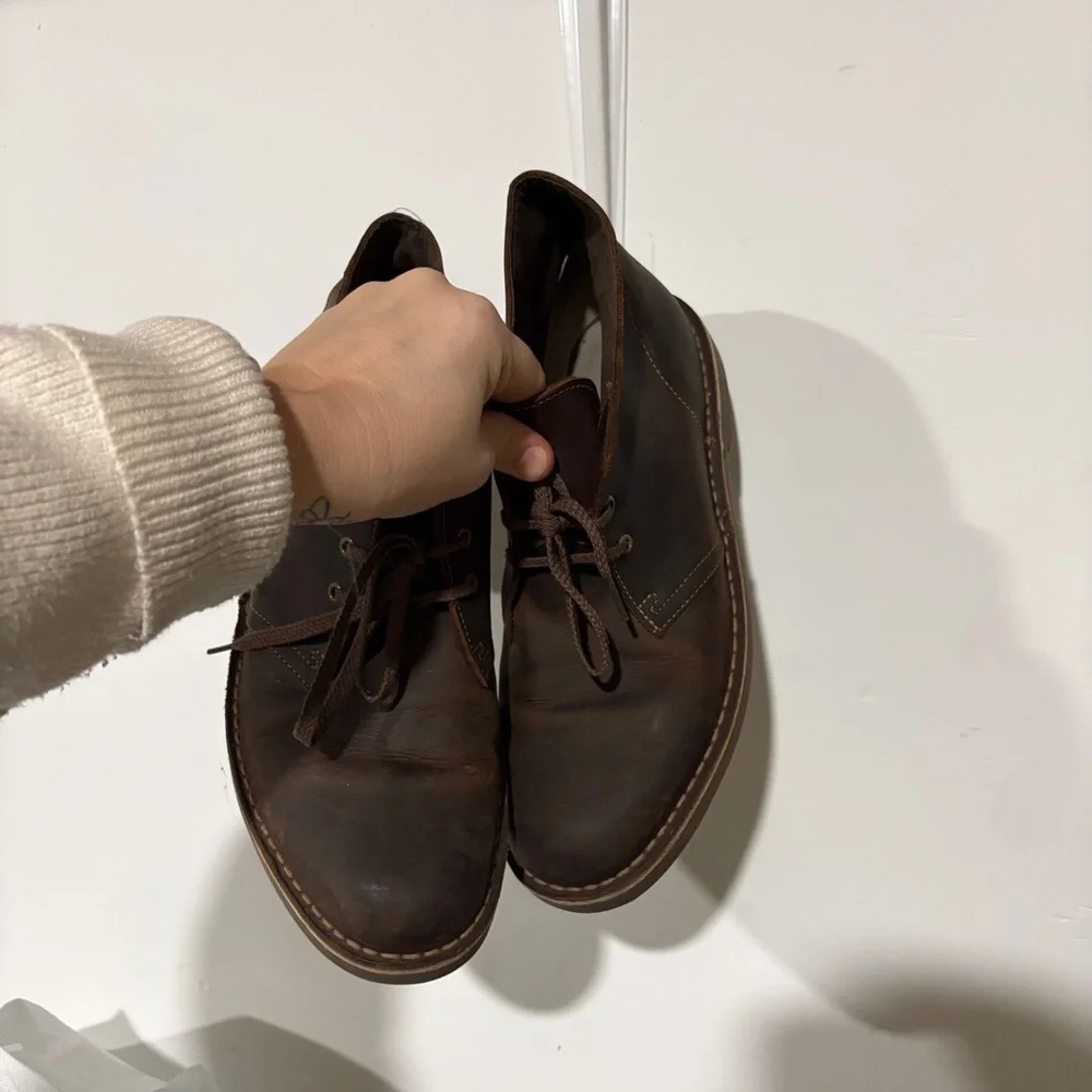Clarks Bushacre 2 Mens 8.5 Brown Leather Chukka Desert Boots Casual Brown Lace